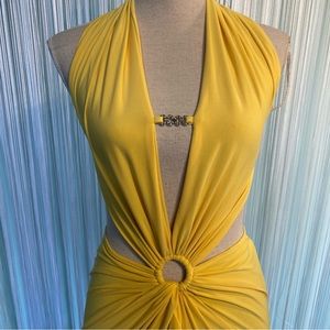 Rare Yellow Cut Out Open Back Maxi Dress